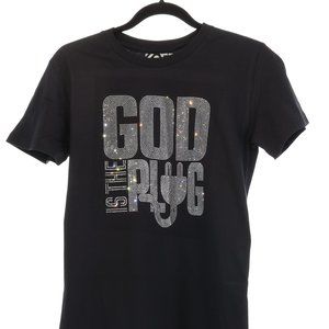 High Quality God is the Plug Rhinestone Bling Bling Short Sleeve T-shirt